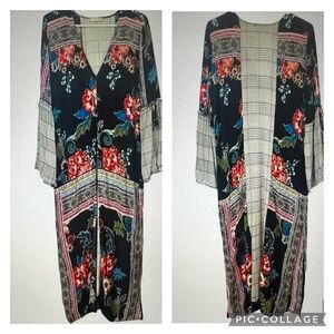 Mystree Beautiful Mixed Media Bohemian Long
Open Artsy Beach Cover Up Duster